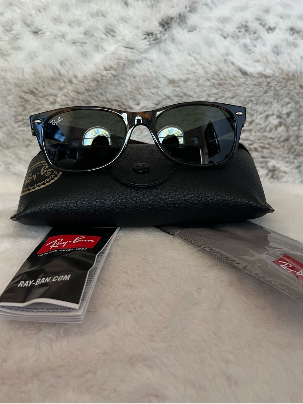 Ray-Ban Men’s tortoise Frame with green Lenses Wayfarer Sunglasses